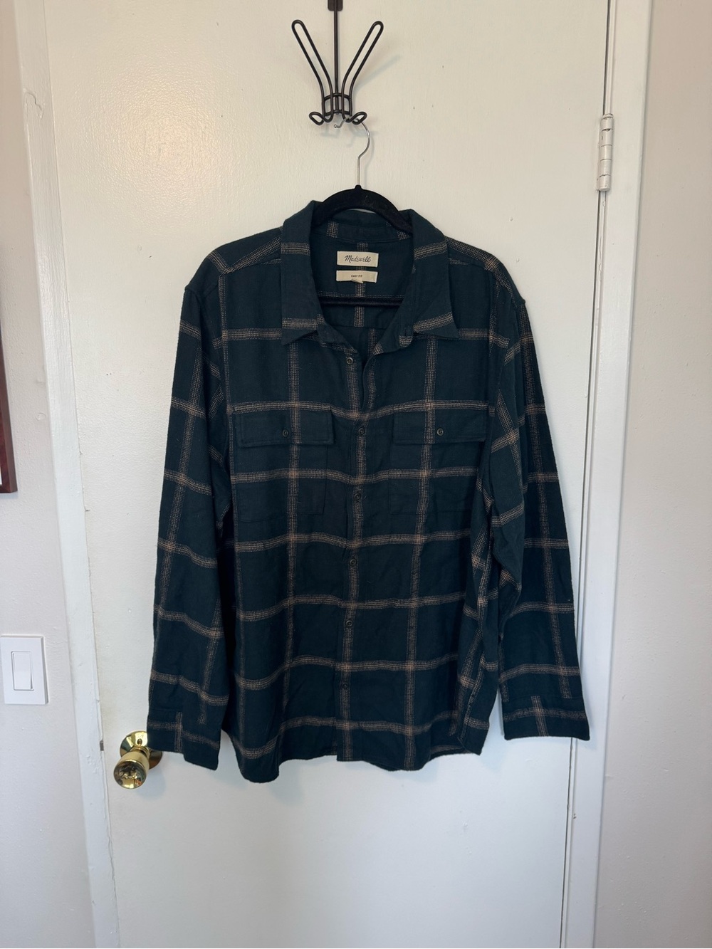 J- Crew Green Plaid Button-Up Shirt Jacket